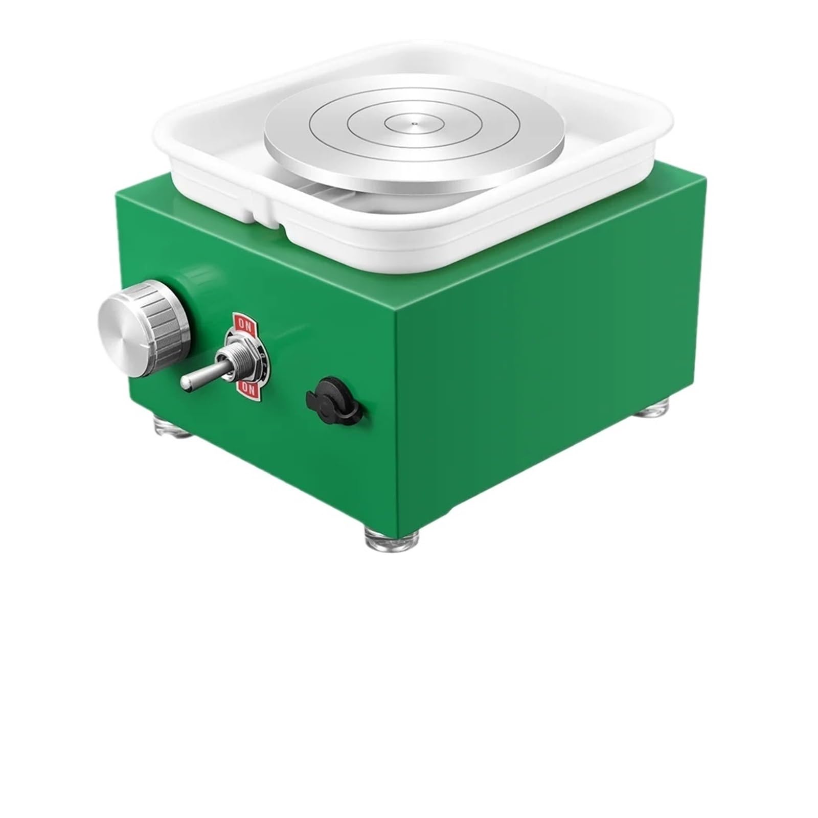 Mini-Töpferscheibenmaschine mit Drehteller + Bildhauerset, elektrische Töpferscheibe, Keramik-Tonwerkzeug, Töpferei-Töpferausrüstung(Green)