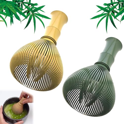 Lonimia Silicone Matcha Whisk With Stand Food Grade Chasen Brush (Green+Yellow Without Stand)