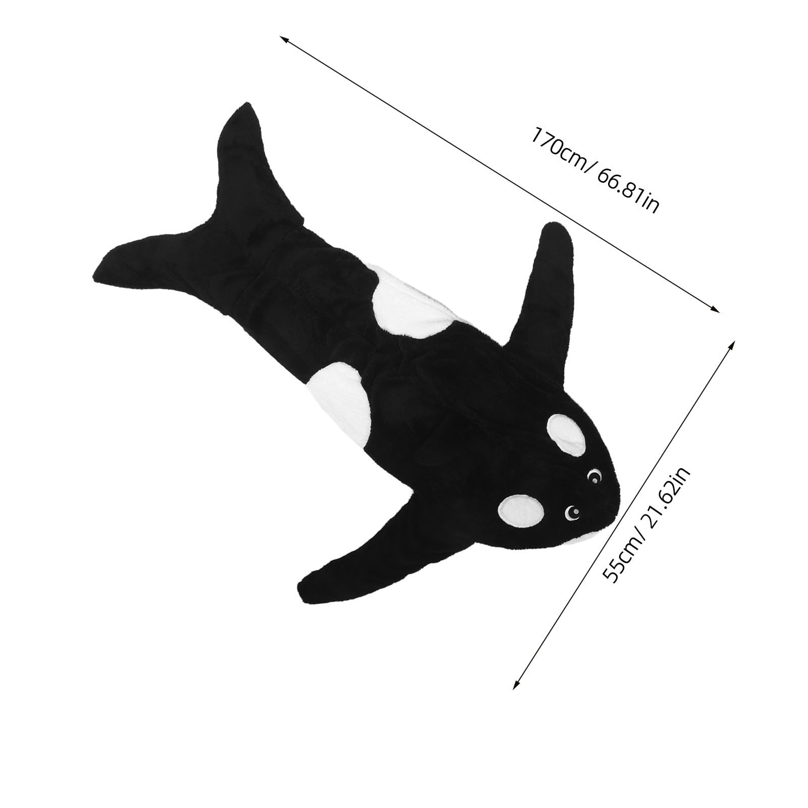 FRCOLOR Pigiama Intero Versatile e Facile da Indossare in Peluche Donna Nero Cappuccio a Forma di Balena Cartoon per Serate Accoglienti Invernali