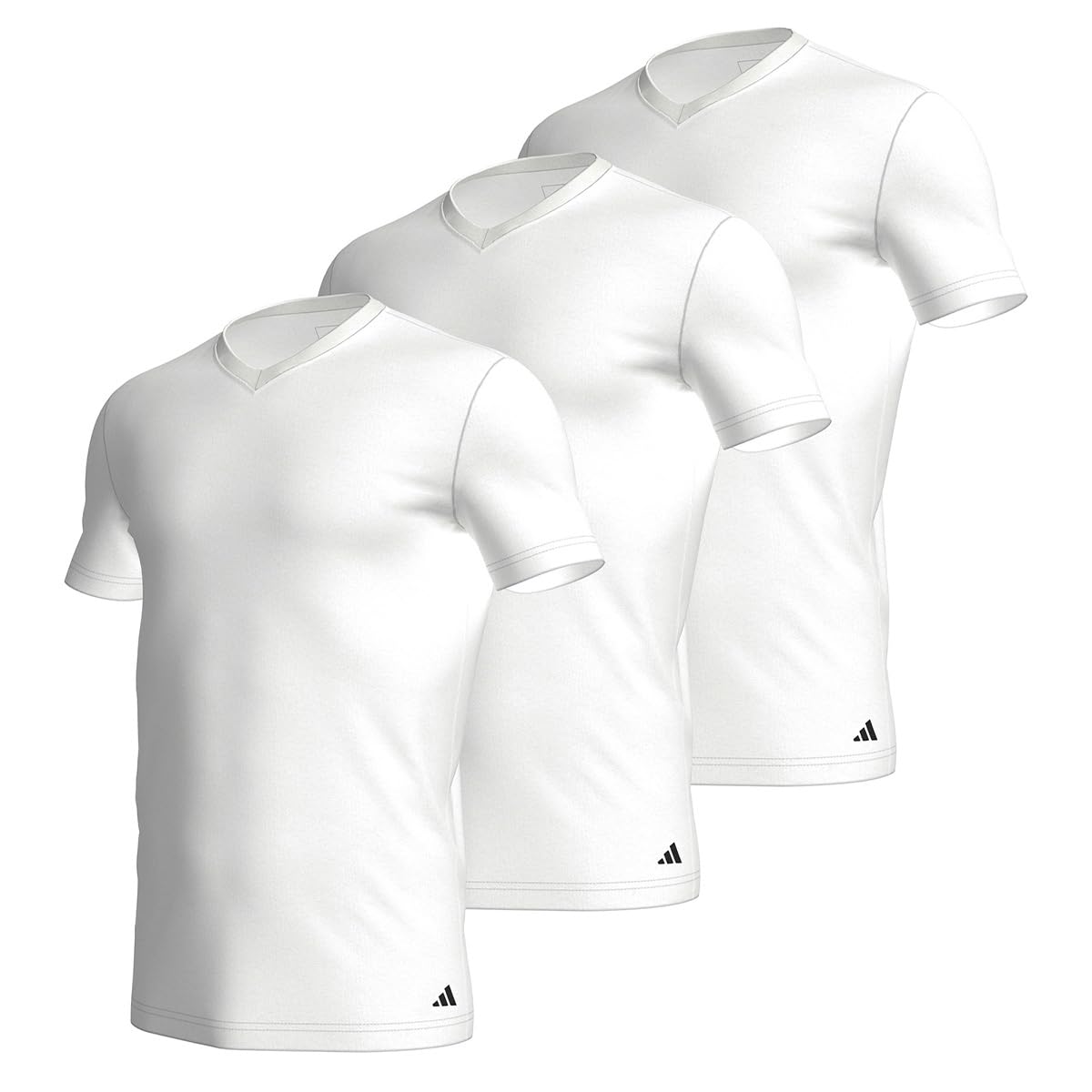 adidas Men's Crew Neck Shirt (3 Pack) - Active Core Cotton Baselayer Shirt (Pack of 3), White_4am012, L