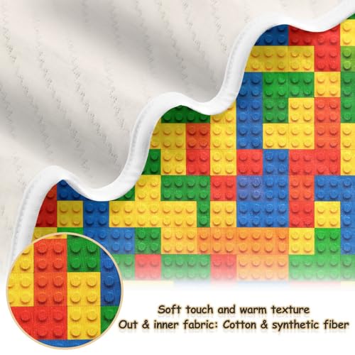 Image of Nursery Bed Blankets for Boys Girls Soft Swaddle Blanket for Infant Toddler 30X40in A Colorful Block Pattern with Different Colors and Shapes