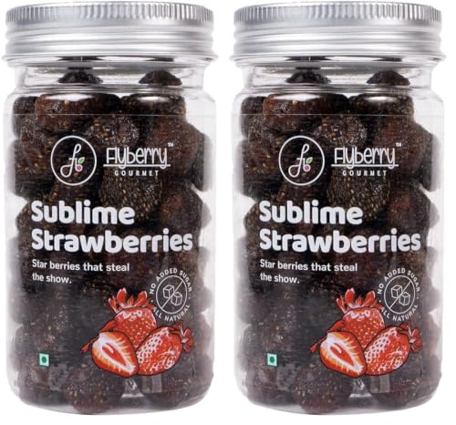 Image of Flyberry Gourmet Dried Strawberries, 100g | Sugar Free | Infused with Organic Apple juice (Pack of 2)