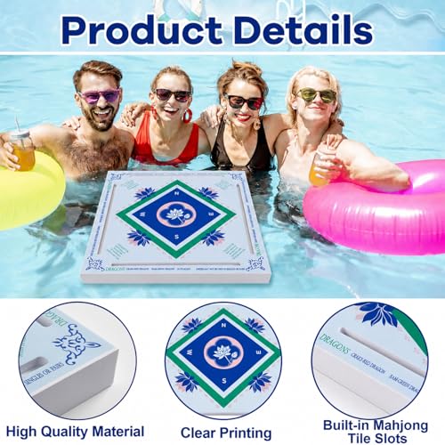 Mesa flotante de juego Mahjong 50x50x5 cm para piscina miniatura 3