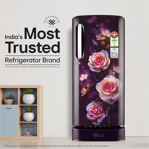 Image of LG 185 L, 5 Star, Smart Inverter, Direct Cool Single Door Refrigerator (GLD1956ZAPB, Purple Bloom, Fit Max Chiller Tray, Base stand with Drawer & Runs on Home Inverter)