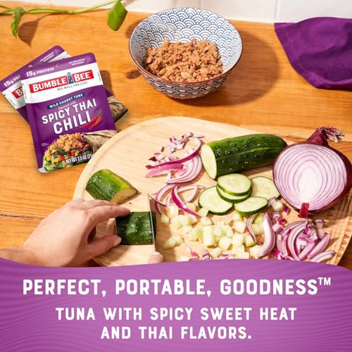 Image of Bumble Bee Seasoned Tuna On The Go Bundle - Lemon & Pepper and Spicy Thai Chili - (2) Ready to Eat 2.5 oz Packets and (2) Snack Sized 3 oz Cans
