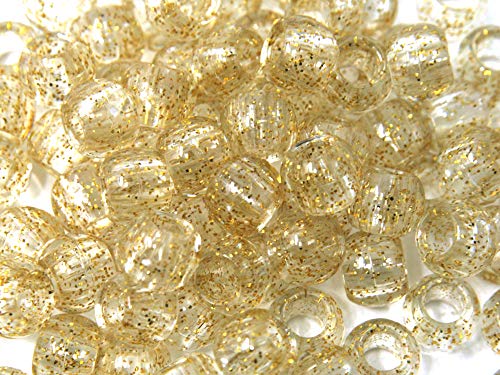 Tara Assorted Color Design 60 Pieces Plastic Beads 12 x 12 mm for Braid Hair for Girls (Gold Sparkle)