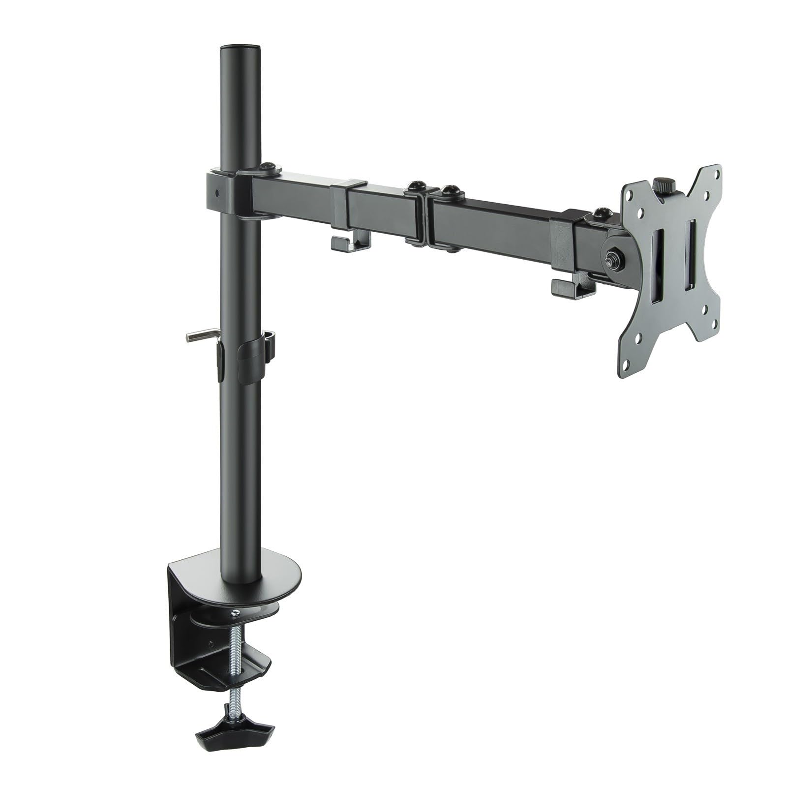 VoltShine Monitor Table Stand, Swivel and Tilt, 1 Arm, Compatible with 13-32" Screens, Black, Ideal for Saving Space and Easing Ergonomics.