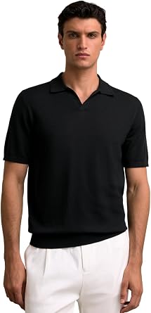 REISS Mens DUCHIE SS Open Collar Merino Wool Polo