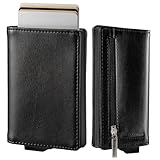 [zepirion] クレジットカードケース スキミング防止 磁気防止 スライド式 アルミニウム PUレザー ブラック(レザー)