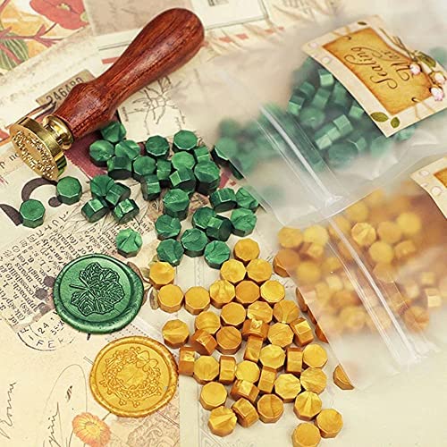 YDHfdc 200 Pcs Sealing Wax Beads Octagon Sealing Wax Beads Set Sealing Wax for Sealing and Decorating Envelopes (Green) - Image 3