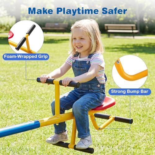 Costzon Teeter Totter Seesaw for Kids Outdoor, Preschool Swivel Seesaw Playground Equipment, 360 Degree Rotation, Indoor Outdoor Play Equipment for Toddlers, Suitable for Home, Backyard Gift Christmas - image 4
