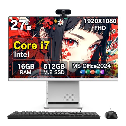 �y2026�V�o��zWingame �f�X�N�g�b�v�p�\�R�� 27�C���` Core i7 Office 2024���� Win 11 Pro FHD1920*1080 ��̌^PC �L����p RJ45LAN �L���L�[�{�[�h�ƃ}�E�X�t��16GB 512GB SSD �z