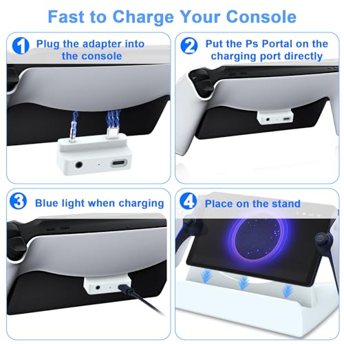 Image of EASEGMER Charging Stand and Adapter for Playstation Portal - Charge Dock Stand Holder Accessories for PS Portal Remote Player