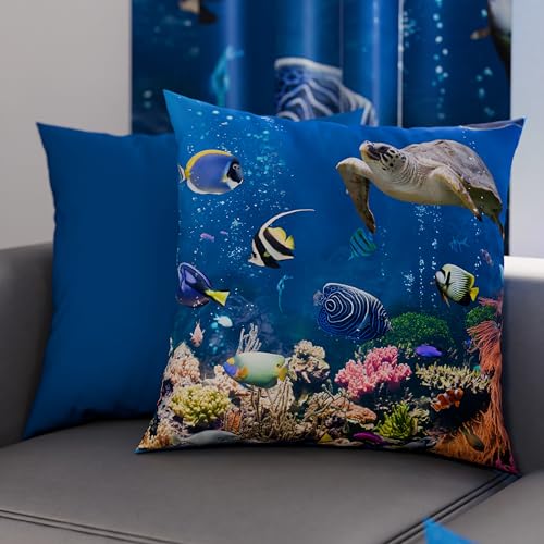 PETTI Artigiani Italiani - Par de fundas de almohada de 60 x 60 cm de microfibra, cojines para decoración de dormitorio, sofá, salón, juego de 2 fundas de cojín, funda de cojín, funda de acuario, 100%