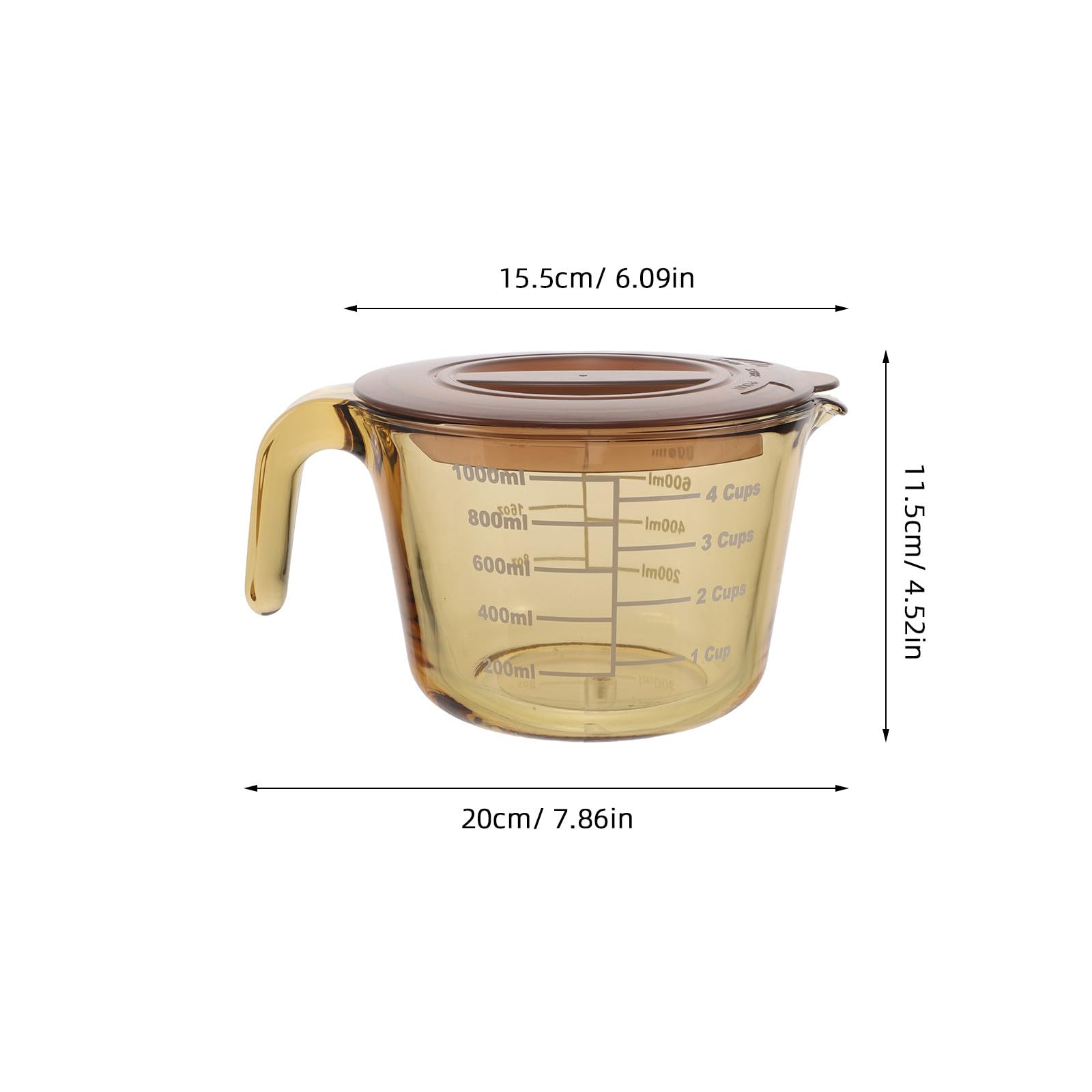 BESTOYARD Taza Medidora de Vidrio Resistente al Calor con Tapa y Escala Precisa de 1000ml para Cocina y Repostería Hogar