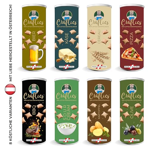 Crafties Chips, kalorienarme Kartoffelchips, fettfrei gebacken, gesunde Snacks zum Abnehmen, natürliche Zutaten - 6x 60g -BBQ