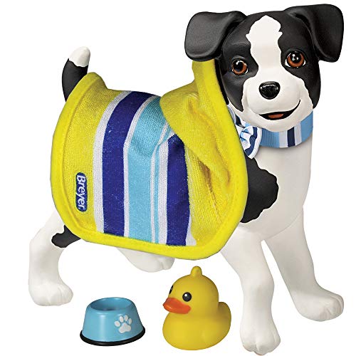 Breyer Horses Color Changing Bath / Water Toy | Sprocket The Puppy | Black / White with Surprise Blue Color | 8.5