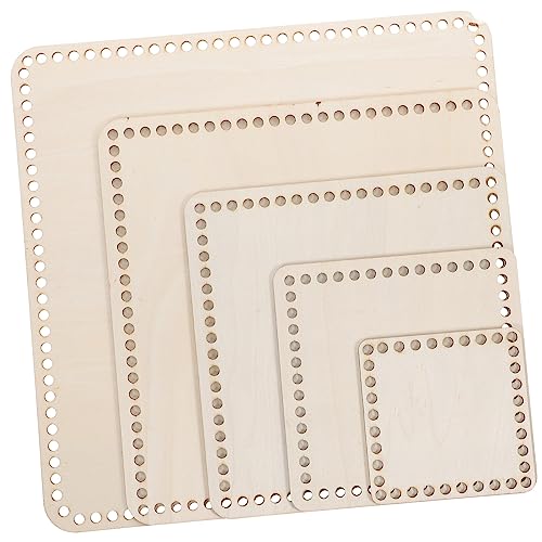 DIYEAH Large Blanket Basket Wood Bottom 5pcs Crochet Bag Bottom Base Wood Base for Basket Weaving Supplies