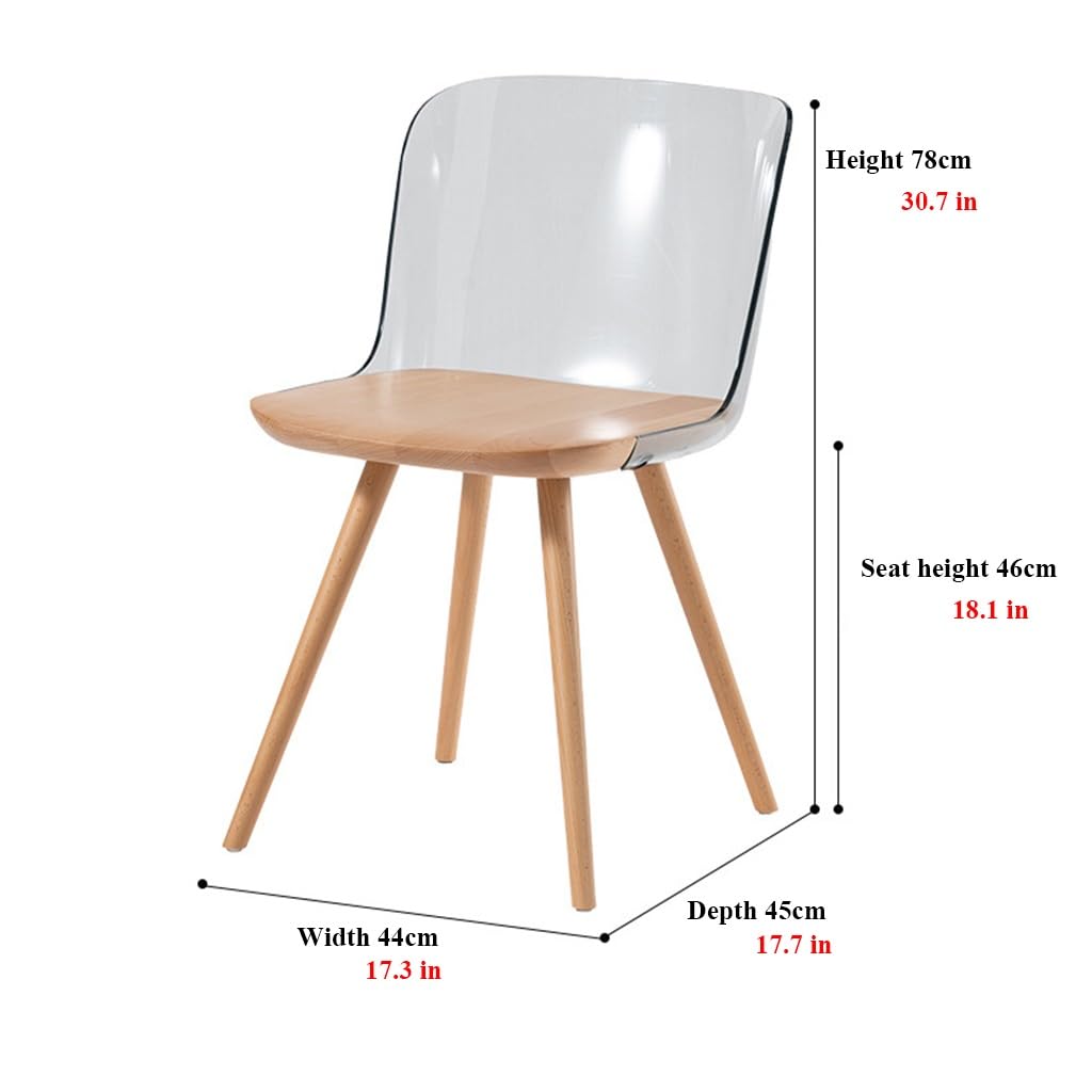 Amazon｜モダンな透明椅子 2 個セット、木製脚付き、アクリル