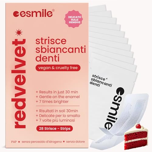 ESMILE – Tiras Blanqueadoras Dientes con Sabor a Red Velvet – Tiras Dentales Profesionales para Blanqueo Dental Pro en Casa – 14 tratamientos