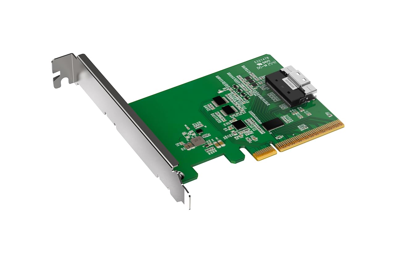ICY Dock Carte Adaptateur NVMe PCIe 4.0 x8 avec 1 connecteur SlimSAS 8i (SFF-8654) et Redriver (Bifurcation PCIe requis) - EXLink MB409A4