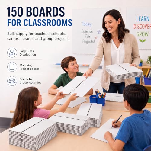 Image of Ctosree 150 Pcs 14 x 22 Inch Tri Fold Poster Board Bulk for Display,White | Science Fair Project,Classroom Display Paperboard, Single Wall Build, Lightweight Presentation Board,3 Panels