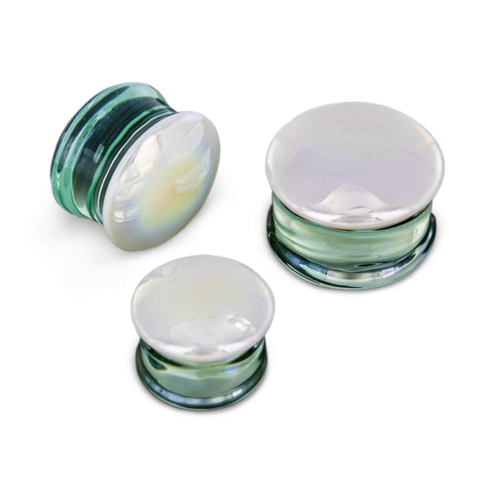 Painful Pleasures Pearl White Front Glass Double Flare Plugs - Price Per 1-24mm ~ 15/16