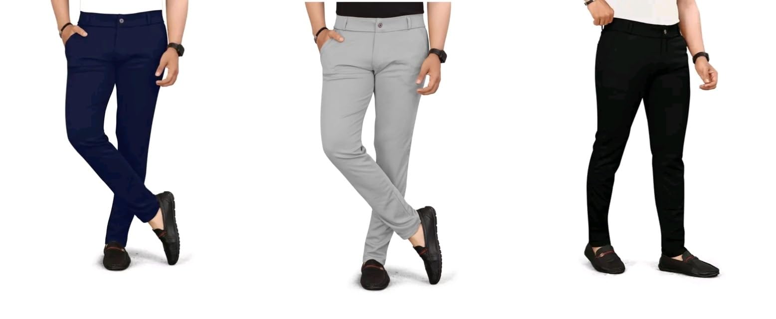 dwiden Casual Trouser for Men Stylish Cotton Blend Pants with Side Pockets Casual Wear Combo of 3-picture-29