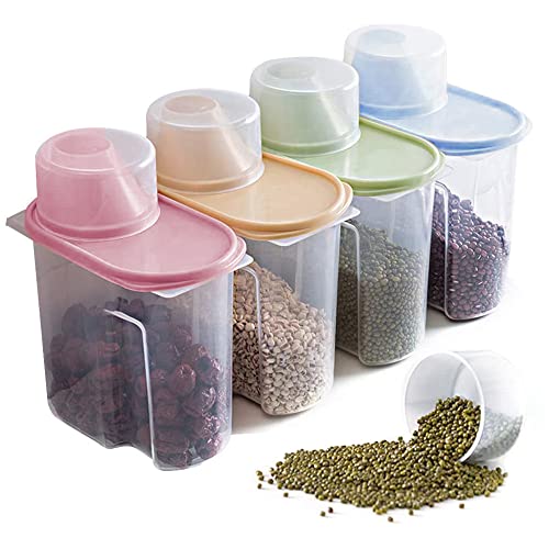 Miniatura 2 de 4 Piezas Tanque Almacenamiento Alimentos Secos,Envases Plástico,Recipiente Para Cereales,Medidora Caja,Se Utiliza Para Harina,Café,1,9 L