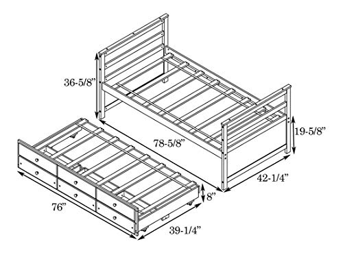 Twin Bed with Trundle and 3 Storage Drawers, Captain Bed Frame with Headboard and Footboard, Wood Daybed Bed with Pull Out Bed for Kids Teens and Adults, Wood Slat Support No Box Spring Needed, White
