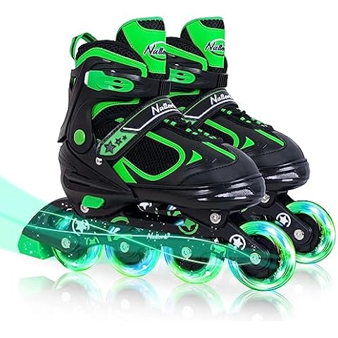 MonSports Adjustable Inline Skates for Kids,Red Blade Roller Skates with Light-up Wheels for Beginner Boys,Girls and Youth Size S(US10c-13c) Cover