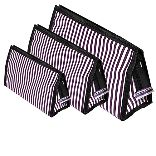 Image of SNDIA 3 Pc Cosmetic Bag Set, Shaving Kit Bag for Men, Toiletry Travel Bag, Makeup Organizer, Cosmetic Bag for Girls Zippered Pouch Set (Purple & Black, 24.5x10.5x15 cm)