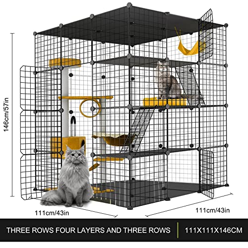 Large Cat Cage,Cat Cage Enclosure Indoor Diy Cat Playpen Detachable Metal Wire Kennels Crate Large Exercise Place Ideal, For 1-4 Cats,Ferret, Chinchilla, Rabbit, Small Animals #TOP1