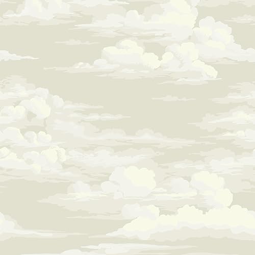 JiffDiff Papel Tapiz Despegar y Pegar Nube Blanca Papel Tapiz para Dormitorio Mural Papel de Contacto Gris 17.3" x 118" Autoadhesivo Neutro Moderno