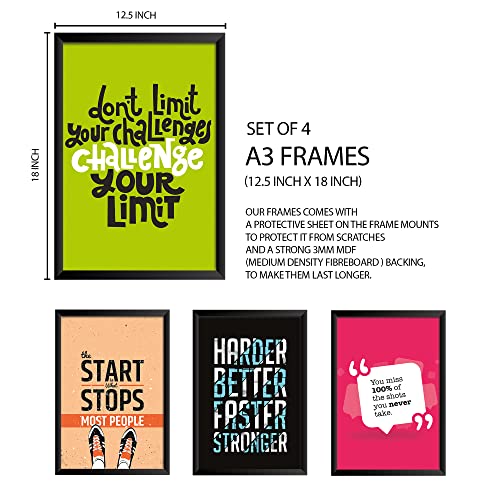 Image of PAPER PLANE DESIGN Motivational Quotes Framed Wall Paintings - Inspiring Quotes Frames For Office And Home Decor set of 8 (9 x 12.5 Inches ; 18 x 12.5 Inches). (A)