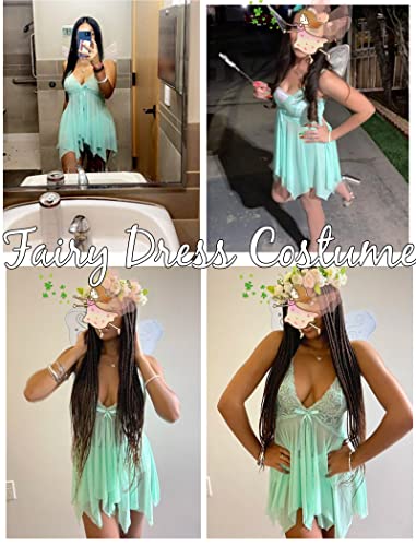 Avidlove Women Lingerie Babydoll Lace Nightdress V Neck Sleepwear Mesh Chemise Apple Green #TOP2