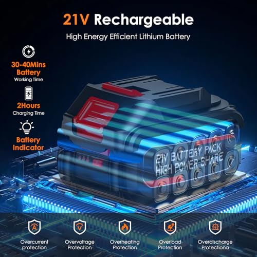 Hidrolimpiadora de Alta Presión, Hidrolimpiadora a Batería Portatil, Pistola de Agua a Presión con 6 en 1 Boquilla Multiusos, Batería y Tubo de 5 m, para Coche, Suelo, Jardín, Limpieza y Riego - imagen 3