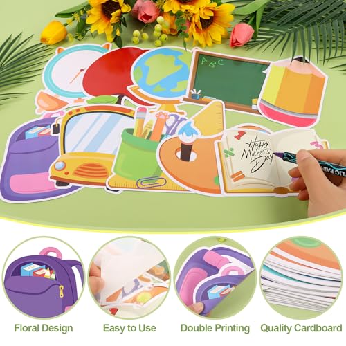 FOIMAS 60pcs Back to School Cutouts, School Bus Pencil First Day of School Paper Cutouts Classroom Bulletin Board Decoration for Teachers Appreciate Graduation Classroom Party Decor - Image 3