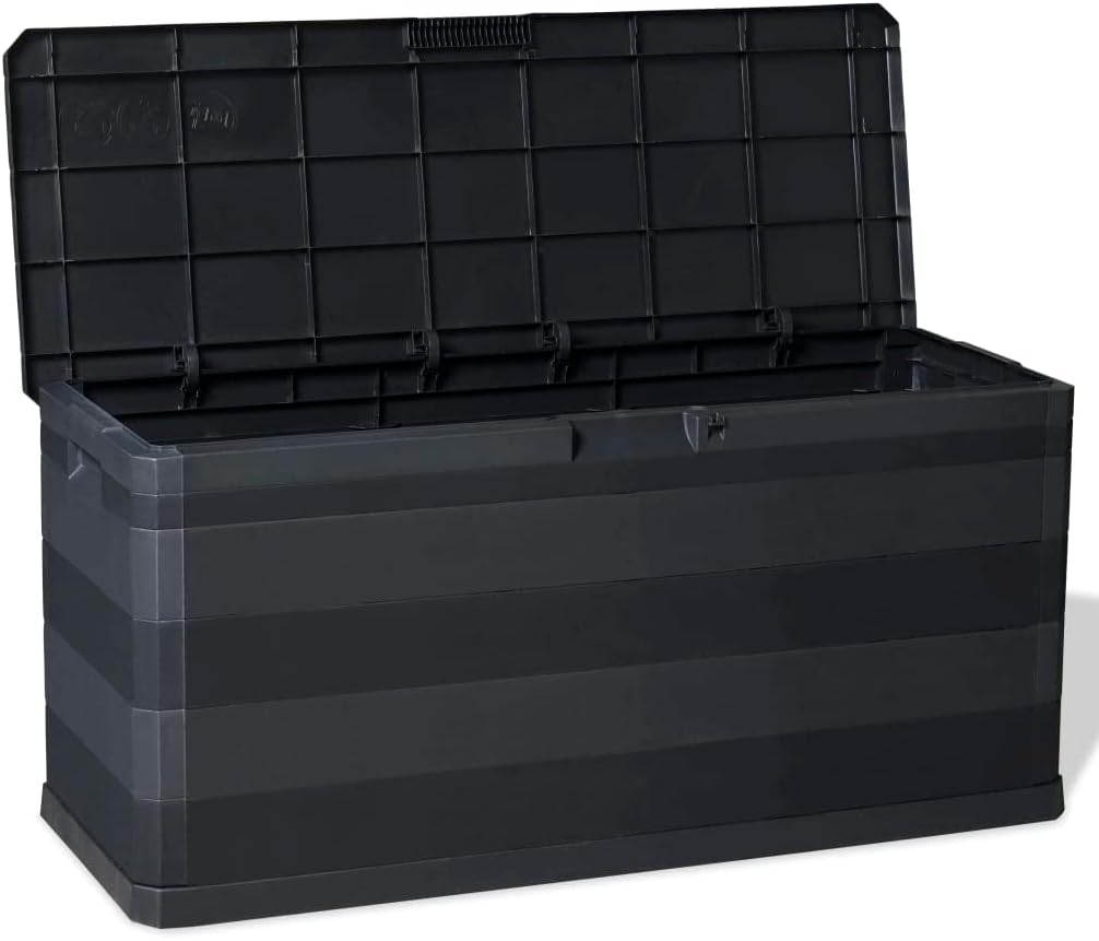 vidaXL Storage Box Black Polypropylene Medium Storage Box Rectangular