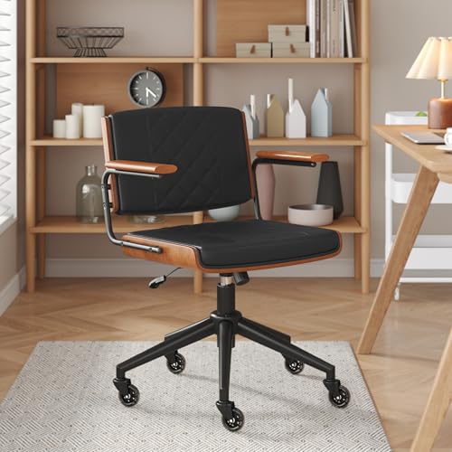 CoVibrant Ergonomic Office Chair with Rubber Wheels & Walnut Arms