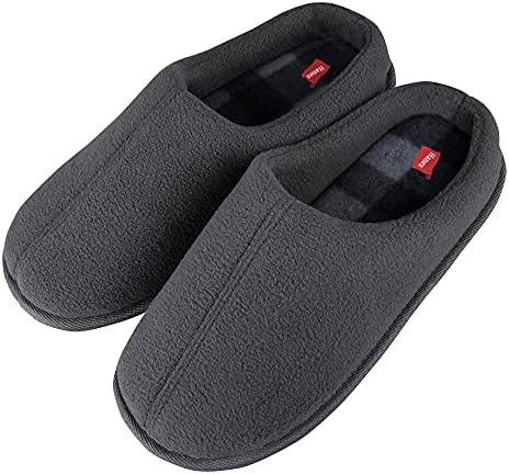 Hanes Men's Memory Foam Indoor/Outdoor Microsuede Clog Slipper Shoe, Charcoal Fleece, X-Large | Image 4