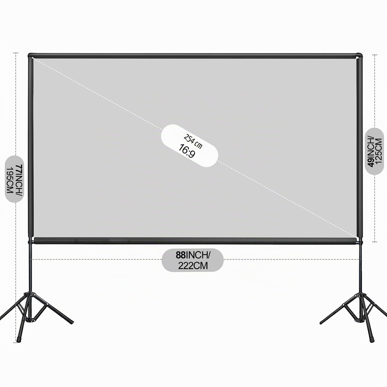 EMART Écran de Projection avec Support 100 Pouces, Écran Videoprojecteur Portatif 16:9 4K Avant et Arrière HD, Toile de Projection sur Pied pour Cinéma Maison, Bureau