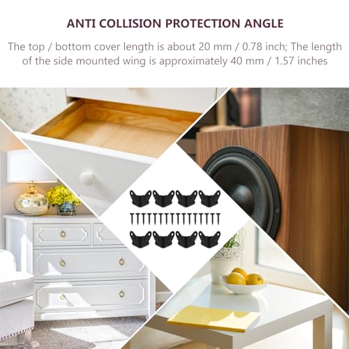 Image of FOMIYES Black Iron Speaker Corner Protectors, 8pcs Metal Box Corner Guards for Furniture, 1.96x1.57x1.57inch, Anti-Collision and Anti-Skid, Includes Screws