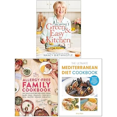 Nancy's Green and Easy Kitchen, The Allergy-Free Family Cookbook & The Ultimate Mediterranean Diet Cookbook 3 Books Collection Set