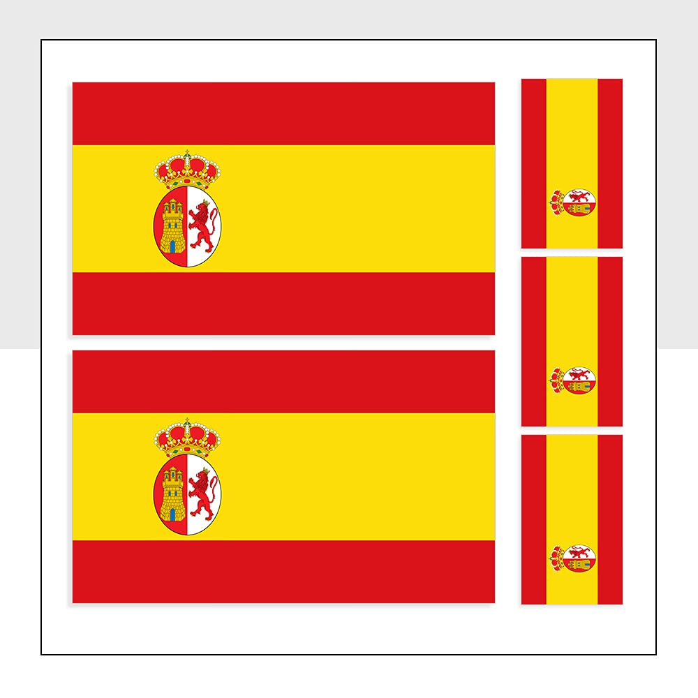 Spanish Flag Helmet Sticker Waterproof Mixed Pack of 5 ESP Flag Labels for Bike Van Windows Laptop iPad Bumpers Packwith® #P1061