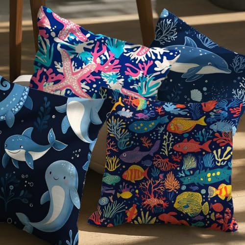Housse de coussin extérieur imperméable lin de qualité supérieure 55x55 déco bleu patio - 3
