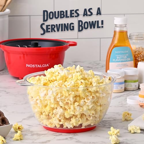 Nostalgia Electric Non-Stick Stirring Popcorn Machine with Hot Oil- Easy-To-Clean Popcorn Popper with Dual-Use Bowl & Cool-Touch Handles- Popcorn Maker for 8 Cups of Theater Style Popcorn- Red - image 6