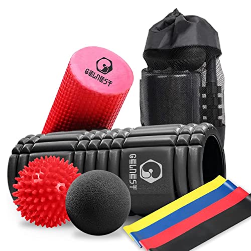 Foam Roller Set – Fitness Foam Rollers for Deep Tissue Massage – 5-in-1 Muscle Foam Roller Set includes 2 Foam rollers, Spikey ball lacrosse Ball and 4 resistance bands Foam Roller Set – Fitness Foam Rollers for Deep Tissue Massage – 5-in-1 Muscle Foam Roller Set includes 2 Foam rollers, Spikey ball lacrosse Ball and 4 resistance bands