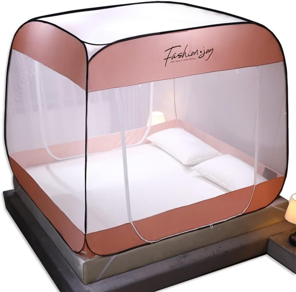 Yurt Mosquito Nets Anti Mosquito Nets Pop Up Mosquito Net Bed Tent Portable Silent Folding Mosquito Nets Used in Family Dormitories (Color : Pink, Size : 180 * 200)