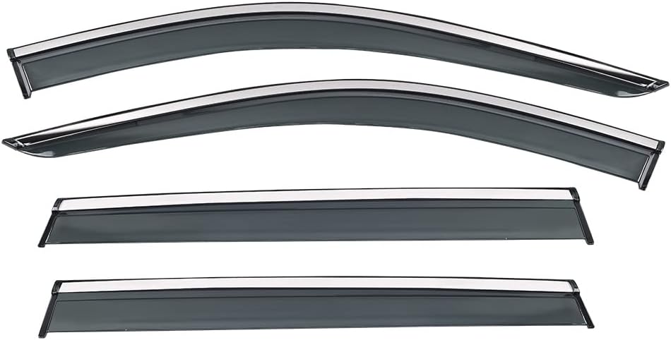 VESUL Tape on Vent Visor Compatible with Toyota RAV4 2019-2025 Polycarbonate Rain Guard Window Wind Deflector Shield Stainless Steel Trim